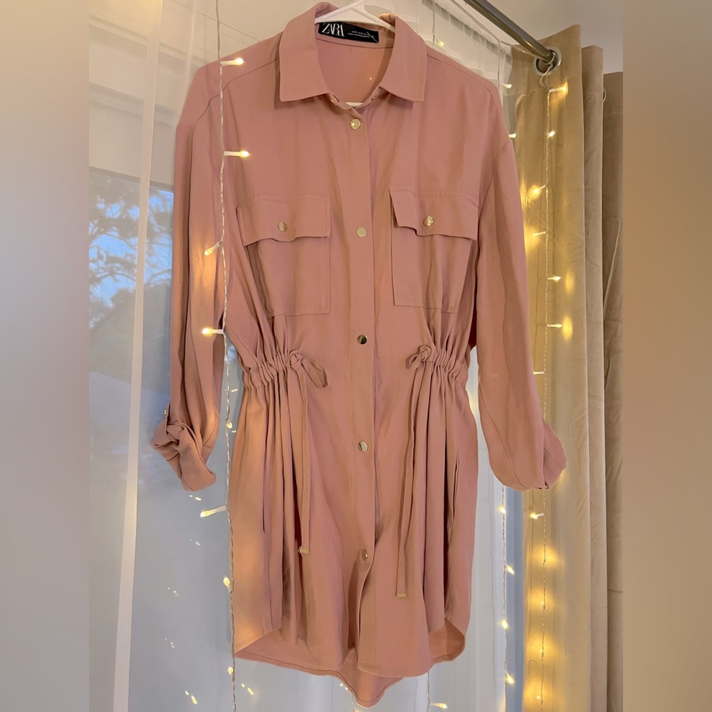 BNWT Zara Dirty Pink Adjustable Cargo Dress / Tunic / Coat